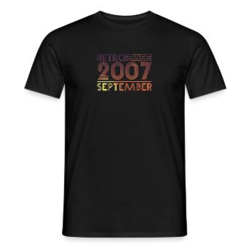 Retro Birthday September 2007 - Sunset line - Men's T-Shirt - black - Front - AI Model Male 178 light (178cm)