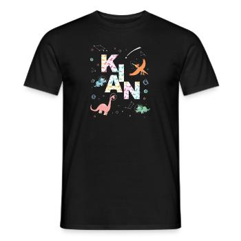 KIAN - Schöner Jungen Name mit Dinosaurier - Männer T-Shirt - Schwarz - Vorne - AI Model Male 178 light (178cm)