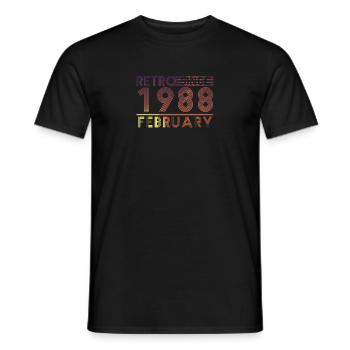 Retro Birthday February 1988 - Sunset line - Men's T-Shirt - black - Front - AI Model Male 178 light (178cm)