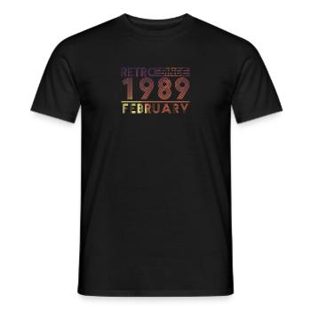 Retro Geburtstag February 1989 - Sunset line - Männer T-Shirt - Schwarz - Vorne - AI Model Male 178 light (178cm)