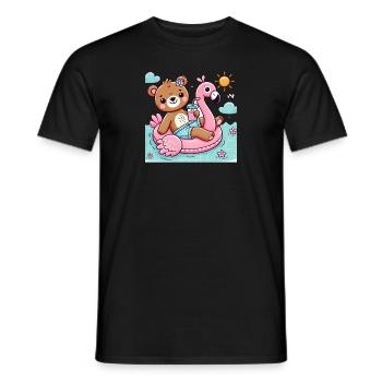 Cute Bear with Flamingo - Men's T-Shirt - black - Front - AI Model Male 178 light (178cm)