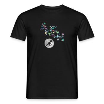 ANTON - Beau prénom de garçon avec dinosaure - T-shirt homme - noir - Devant - AI Model Male 178 light (178cm)