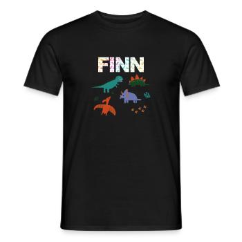 FINN - Schöner Jungen Name mit Dinosaurier - Männer T-Shirt - Schwarz - Vorne - AI Model Male 178 light (178cm)