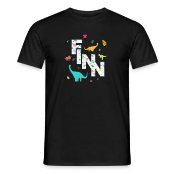 FINN - Schöner Jungen Name mit Dinosaurier - Männer T-Shirt - Schwarz - Vorne - AI Model Male 178 light (178cm)