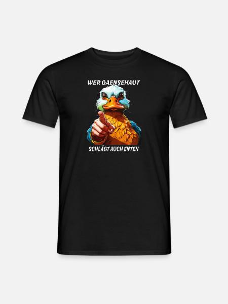WHO BEATS GOOSEBUMPS ALSO DUCKS - Men's T-Shirt - black