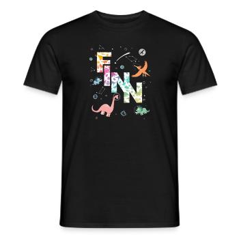 FINN - Schöner Jungen Name mit Dinosaurier - Männer T-Shirt - Schwarz - Vorne - AI Model Male 178 light (178cm)