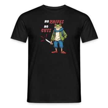 NO KNIVES NO CUTS - Männer T-Shirt - Schwarz - Vorne - AI Model Male 178 light (178cm)
