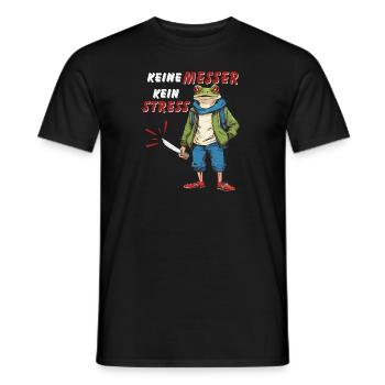KEINE MESSER KEIN STRESS - Männer T-Shirt - Schwarz - Vorne - AI Model Male 178 light (178cm)