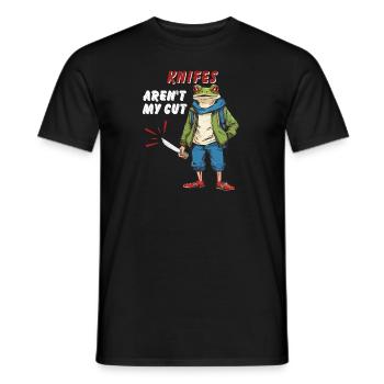 KNIVES AREN'T MY CUT - Men's T-Shirt - black - Front - AI Model Male 178 light (178cm)