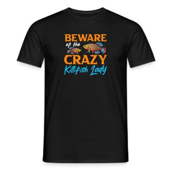 beware of the crazy killifish lady Design - Men's T-Shirt - black - Front - AI Model Male 178 light (178cm)