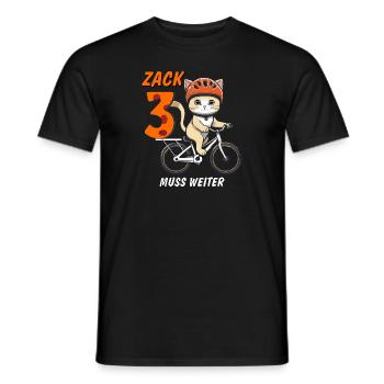 KATZE FAHRRAD MUSS WEITER ZACK DREI - Männer T-Shirt - Schwarz - Vorne - AI Model Male 178 light (178cm)