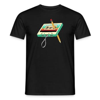 Cassette Tape Pencil 1980s Retro Vintage - Men's T-Shirt - black - Front - AI Model Male 178 light (178cm)