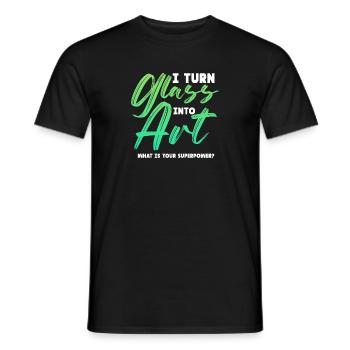Je transforme le verre en art Vitrail Artiste - T-shirt homme - noir - Devant - AI Model Male 178 light (178cm)