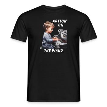 ACTION ON THE PIANO - Men's T-Shirt - black - Front - AI Model Male 178 light (178cm)