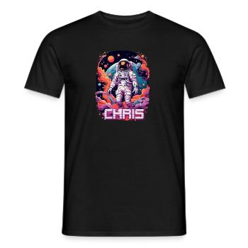 CHRIS - Beau prénom de garçon avec astronaute cool - T-shirt homme - noir - Devant - AI Model Male 178 light (178cm)