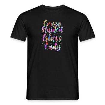 Crazy Stained Glass Lady Glass Painting Mosaic - Männer T-Shirt - Schwarz - Vorne - AI Model Male 178 light (178cm)