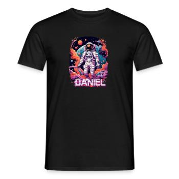 DANIEL - Beau prénom de garçon avec astronaute cool - T-shirt homme - noir - Devant - AI Model Male 178 light (178cm)