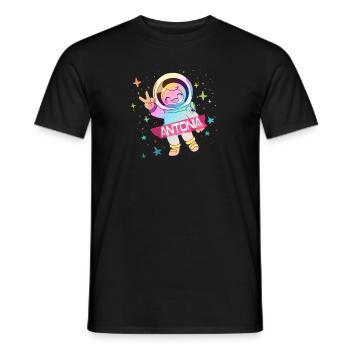ANTONIA - Beau nom de fille avec astronaute mignon - T-shirt homme - noir - Devant - AI Model Male 178 light (178cm)
