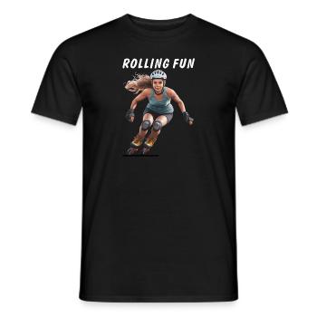 FRAU ROLLSCHUHE ROLLING FUN - Männer T-Shirt - Schwarz - Vorne - AI Model Male 178 light (178cm)