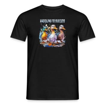 DUCK WADDLING TO SUCCESS - Men's T-Shirt - black - Front - AI Model Male 178 light (178cm)