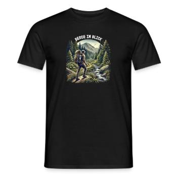 Mountains in view - Men's T-Shirt - black - Front - AI Model Male 178 light (178cm)