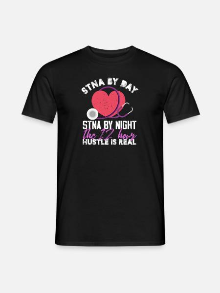 stna by day stna by night Design for a nursing - T-shirt herr - svart