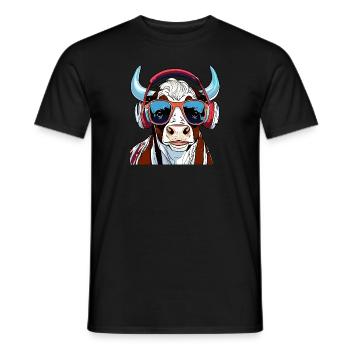 KUH MIT SONNENBRILLE - Männer T-Shirt - Schwarz - Vorne - AI Model Male 178 light (178cm)