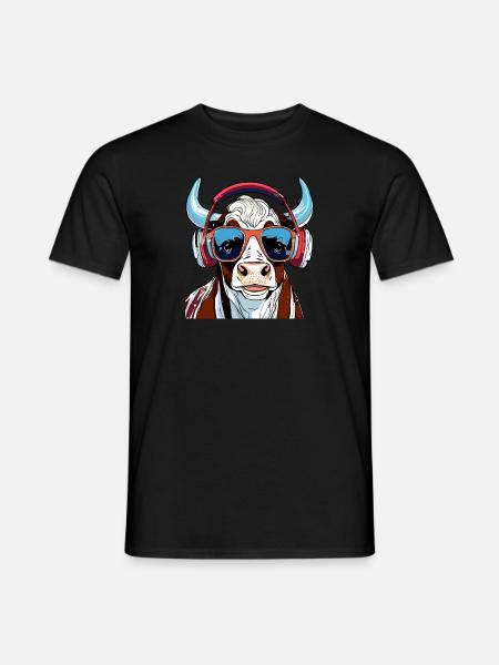 COW WITH SUNGLASSES - Men's T-Shirt - black