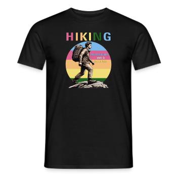 MOUNTAINEERING HIKING - Men's T-Shirt - black - Front - AI Model Male 178 light (178cm)
