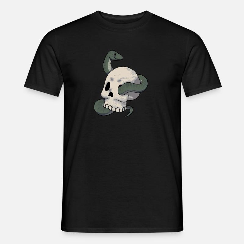 Schlange und Schädel - Männer T-Shirt - Schwarz
