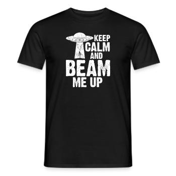 Keep calm and beam me up Design - Männer T-Shirt - Schwarz - Vorne - AI Model Male 178 light (178cm)