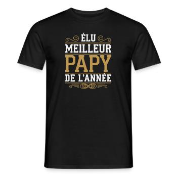Élu meilleur papy de l'année - T-shirt homme - noir - Devant - AI Model Male 178 light (178cm)