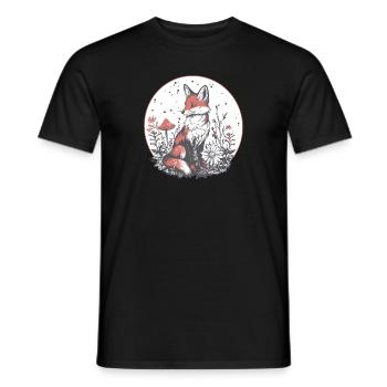 Cottagecore Fuchs mit Blumen - Männer T-Shirt - Schwarz - Vorne - AI Model Male 178 light (178cm)