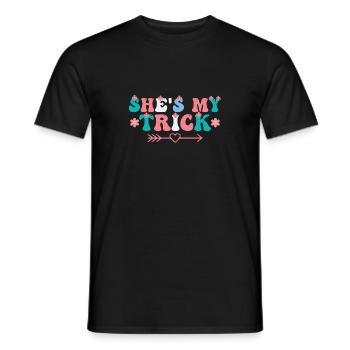 She is My Trick – Halloween - Men's T-Shirt - black - Front - AI Model Male 178 light (178cm)