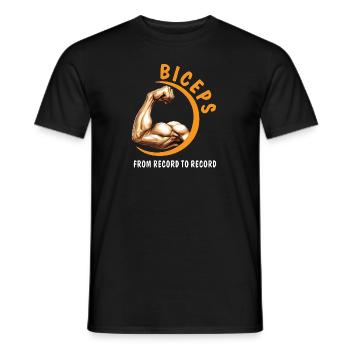 BICEPS FROM RECORD TO RECORD - Männer T-Shirt - Schwarz - Vorne - AI Model Male 178 light (178cm)