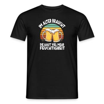 Im Alter Braucht Die Haut Lustig Bier Trink Spruch - Männer T-Shirt - Schwarz - Vorne - AI Model Male 178 light (178cm)