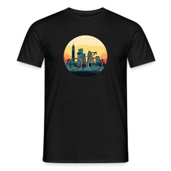 Radfahrer, Rennrad in der Stadt - Männer T-Shirt - Schwarz - Vorne - AI Model Male 178 light (178cm)