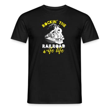 bercer la vie de femme de chemin de fer Design - T-shirt homme - noir - Devant - AI Model Male 178 light (178cm)