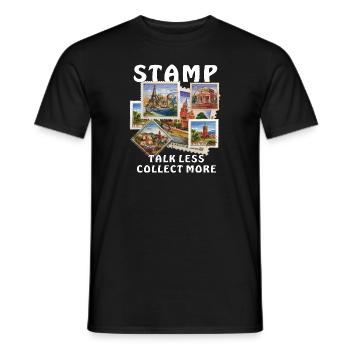 STAMP TALK LESS COLLECT MORE - Men's T-Shirt - black - Front - AI Model Male 178 light (178cm)