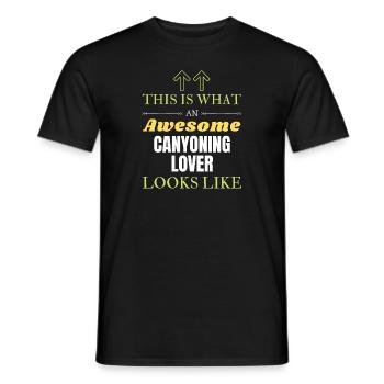 This is what an awesome Canyoning lover looks like - Men's T-Shirt - black - Front - AI Model Male 178 light (178cm)