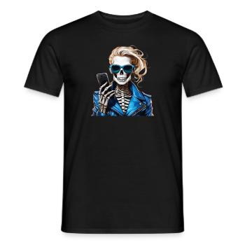 SKELETON WOMAN SMARTPHONE - Men's T-Shirt - black - Front - AI Model Male 178 light (178cm)