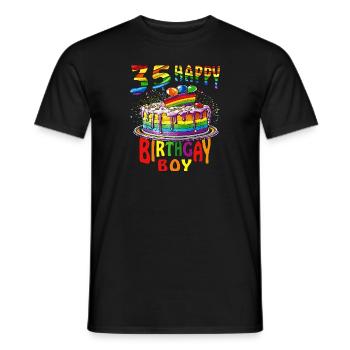 TORTE 35 HAPPY BIRTHGAY BOY - Men's T-Shirt - black - Front - AI Model Male 178 light (178cm)