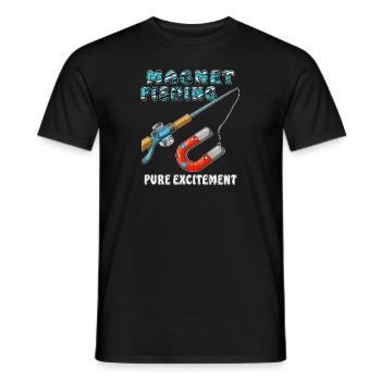 MAGNET FISHING PURE EXCITEMENT - Men's T-Shirt - black - Front - AI Model Male 178 light (178cm)