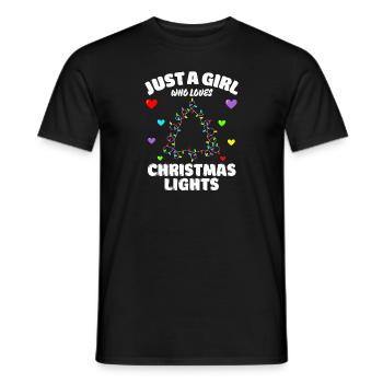 Just A Girl Who Loves Christmas Lights, Funny Xmas - Männer T-Shirt - Schwarz - Vorne - AI Model Male 178 light (178cm)