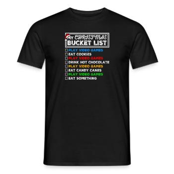 Christmas Bucket List Video Games Xmas Gamer - Men's T-Shirt - black - Front - AI Model Male 178 light (178cm)