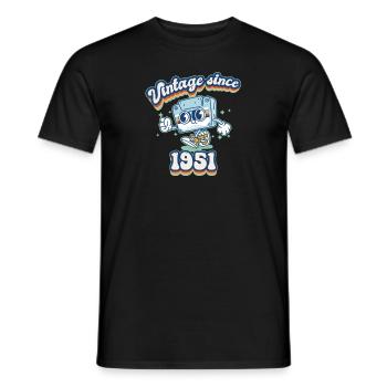 Vintage Since 1951 Classic 74th Birthday Cassette - Men's T-Shirt - black - Front - AI Model Male 178 light (178cm)