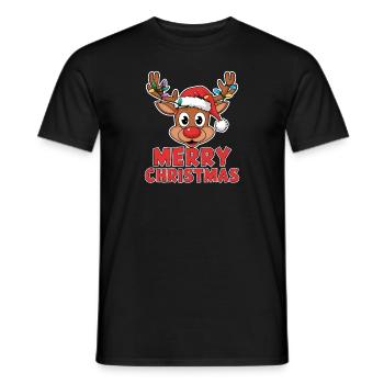 Merry Christmas Reindeer Xmas Family Men Women - Men's T-Shirt - black - Front - AI Model Male 178 light (178cm)