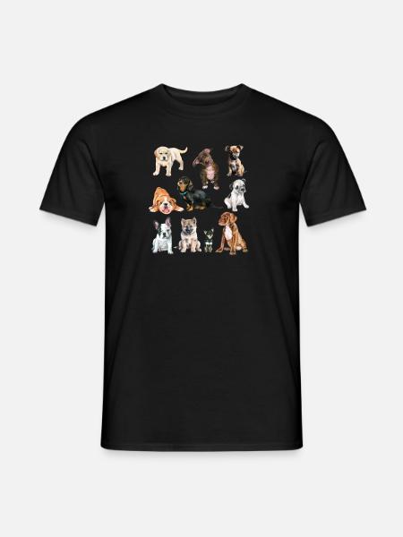 Süße Hunde.Süße Welpen verschiedener Hunderassen - Männer T-Shirt - Schwarz