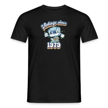 Vintage Since 1979 Retro 46th Birthday Cassette - Men's T-Shirt - black - Front - AI Model Male 178 light (178cm)