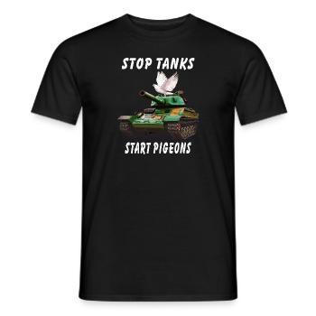 STOP TANKS START PIGEONS - Männer T-Shirt - Schwarz - Vorne - AI Model Male 178 light (178cm)